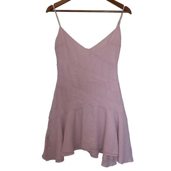 Oh Polly ADELITA Asymmetric Multi Strap Ruffle Detail Mini Dress in Blush NWT - Picture 5 of 15